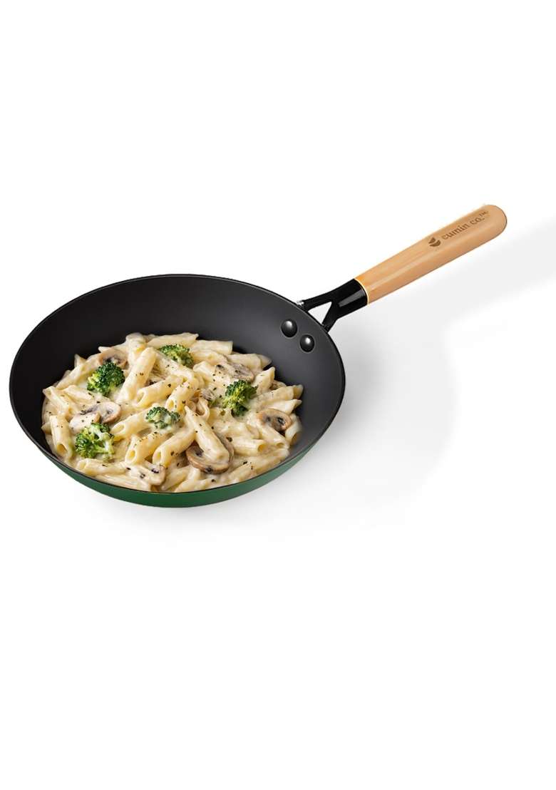 CUMIN CO. Enamel Cast Iron Fry Pan LITE | 1.4 L | 1.5 Qt | 24 cm | 9.4 Inch | Induction Compatible | Non-Toxic | Non-Stick - Indya