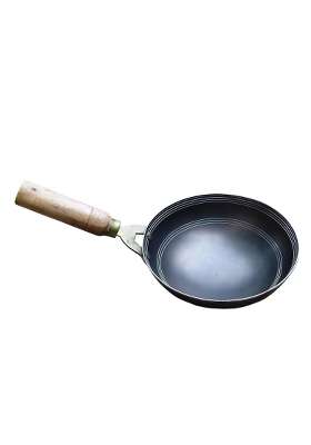Nutlase Traditional Iron Tadka Frying Pan with Wooden Handle | 8 Inch | Non-Stick
