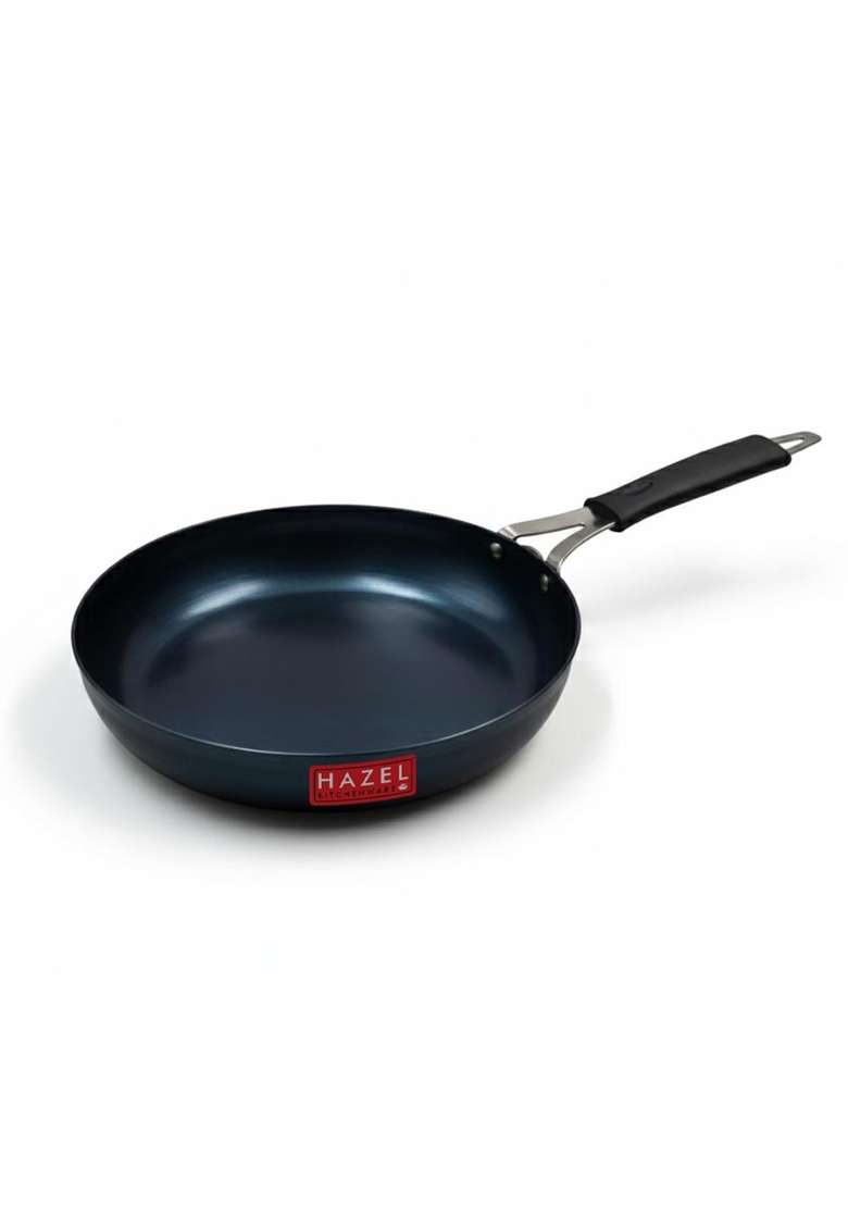 HAZEL Traditional Lokhand Fry Pan | 1.2 L | 1.3 Qt | 22 cm | 8.7 Inch | Induction Compatible | Pre-Seasoned - Indya