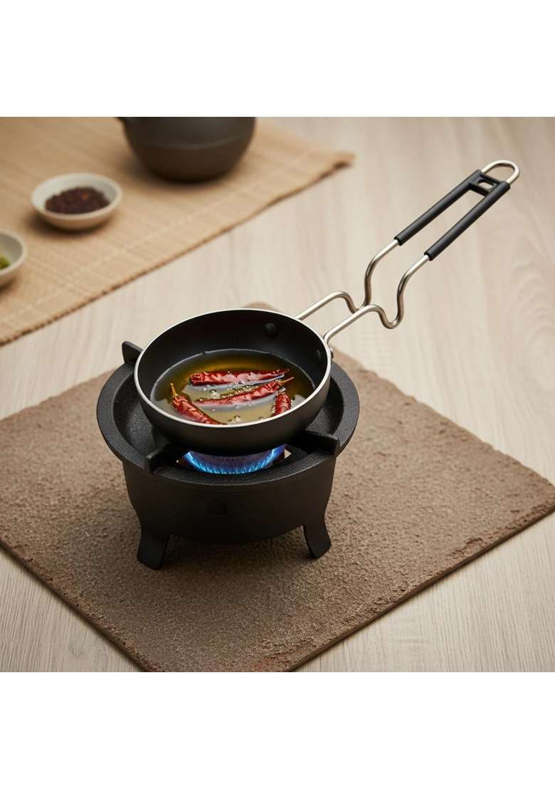 LAZYwindow Iron Fry Pan Tadka Pan and Tawa Flat Griddle Combo | Insulated - Indya