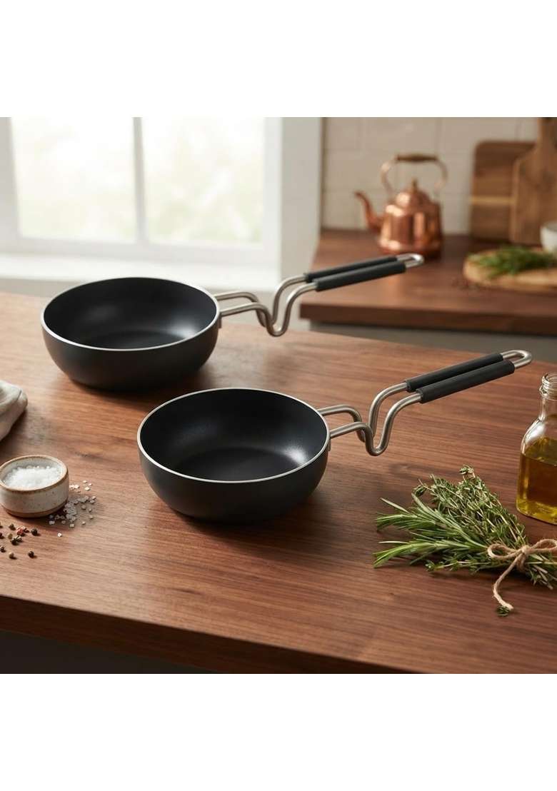 DOZY Combo of 2 Pre-Seasoned Iron Tadka Pan - Indya