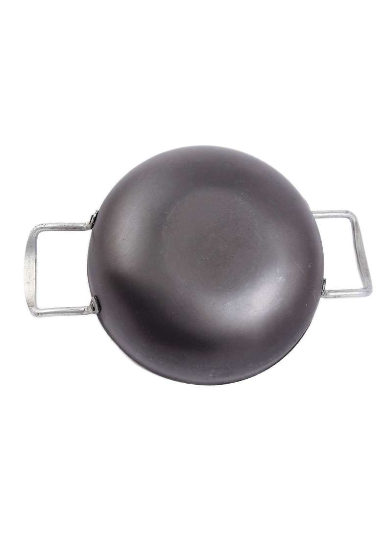 KITCHEN SHOPEE Iron Kadai Wok Frying Pan for Cooking | 28 cm | 11 Inch - Indya