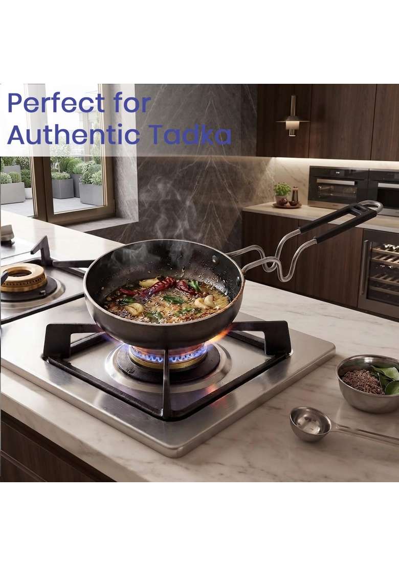 DOZY Iron Tadka Pan with Lid | Pre-Seasoned - Indya