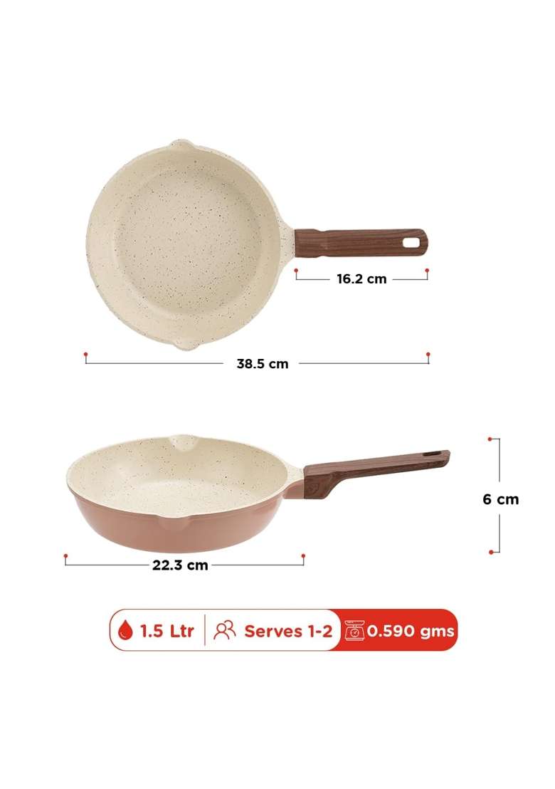 Vinod Ceravit Frypan | 1.5 L | 1.6 Qt | 20 cm | 7.9 Inch | Induction Compatible | PFOA Free | Non-Toxic | Non-Stick - Indya