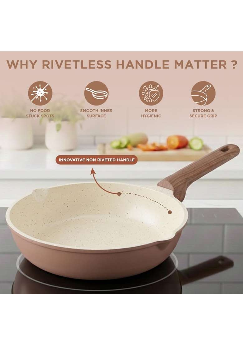 Vinod Ceravit Frypan | 1.5 L | 1.6 Qt | 20 cm | 7.9 Inch | Induction Compatible | PFOA Free | Non-Toxic | Non-Stick - Indya