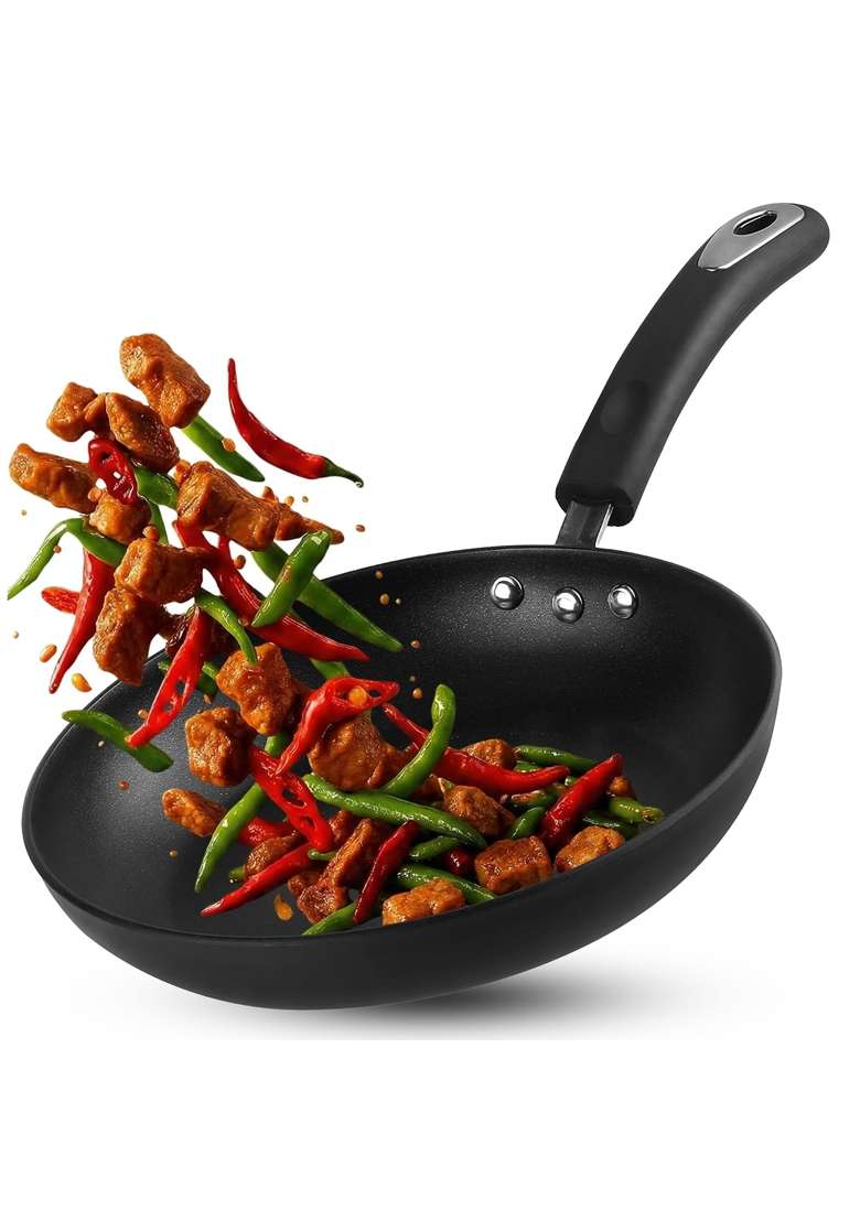 Vinod Hanos Hard Anodised Non-Stick Frying Pan | 1.8 L | 1.9 Qt | 24 cm | 9.4 Inch | Induction Compatible | PFOA Free - Indya