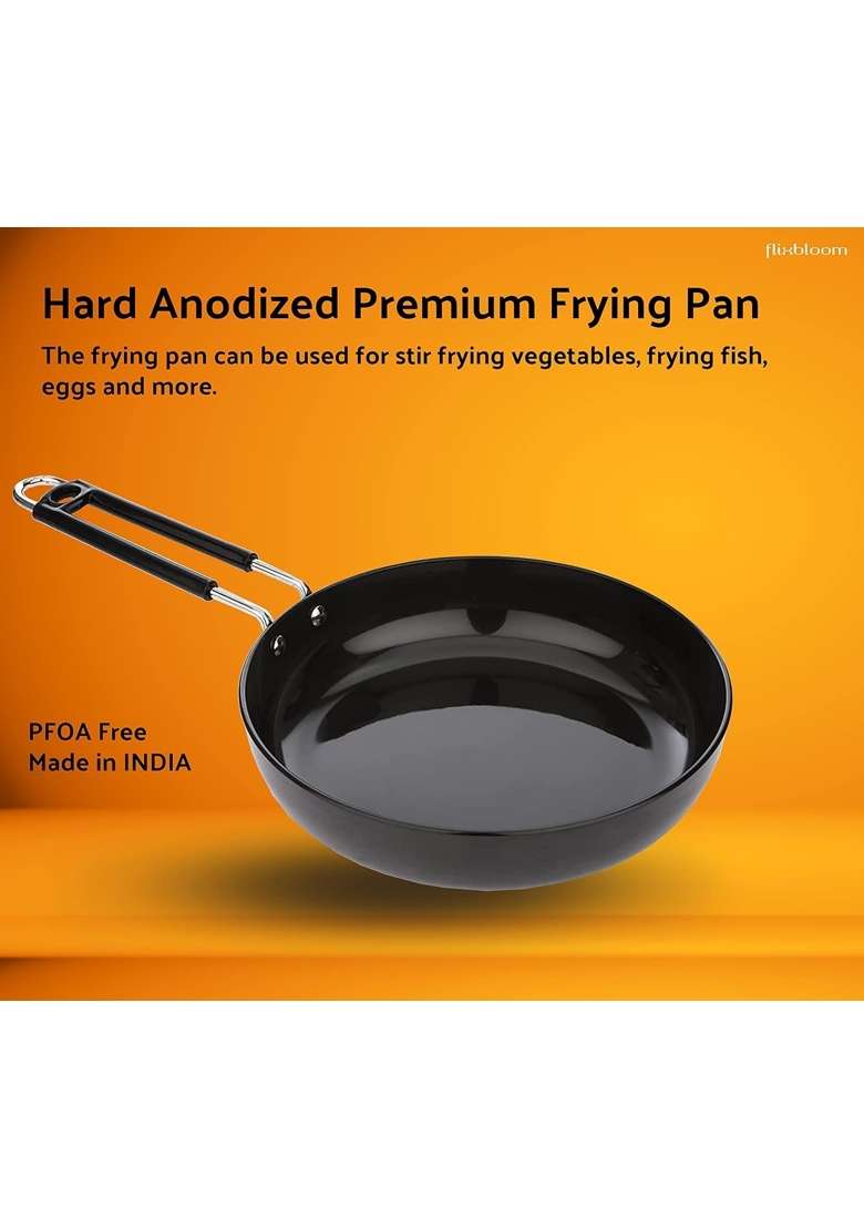 FLIXBLOOM Superfine Black Hard Anodised Induction Base LPG Ready Heavy Duty Thick Guage | 1 L | 1.1 Qt - Indya