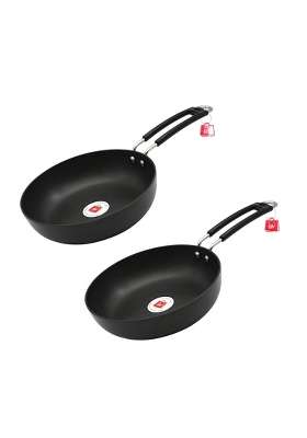 LAZYwindow Hard Anodised Fry Pan | 1 L | 1.1 Qt | Pack of 2 | Induction Compatible