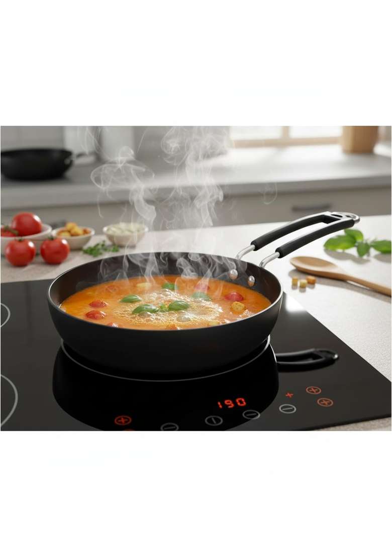 LAZYwindow Hard Anodised Fry Pan Set | 1 L | 1.1 Qt | Pack of 2 - Indya