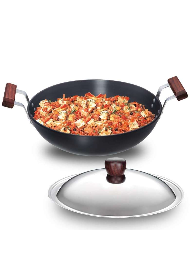 Hawkins Futura Hard Anodised Aluminium Deep Fry Pan | 4 L | 4.2 Qt | 22 cm | 8.7 Inch - Indya