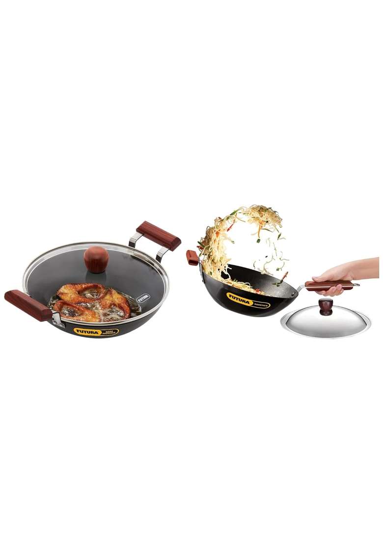 Hawkins Futura Non-Stick Stir-Fry Wok | 3 L | 3.2 Qt | 28 cm | 11 Inch | With Lid - Indya