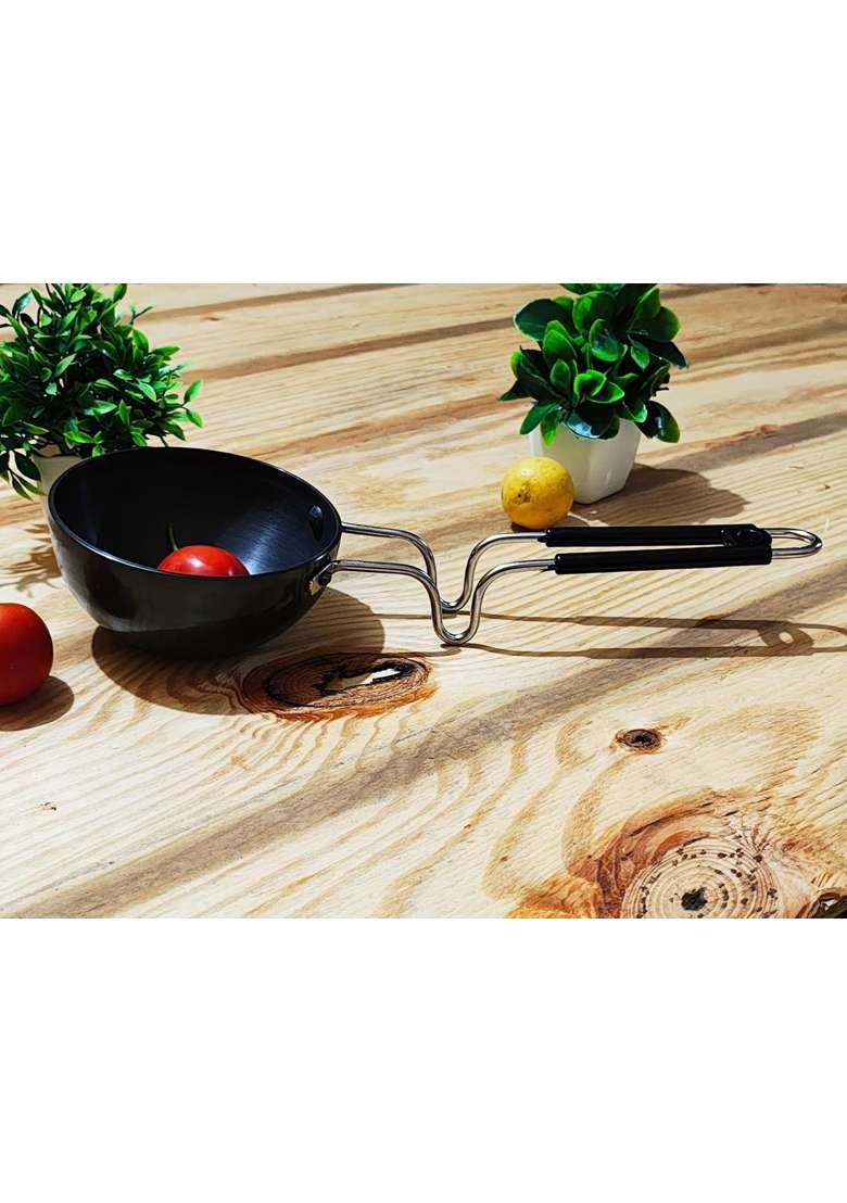 FLIXBLOOM Special Black Hard Anodised Multipurpose Tadka Pan | 400 ml | 13.5 fl oz - Indya