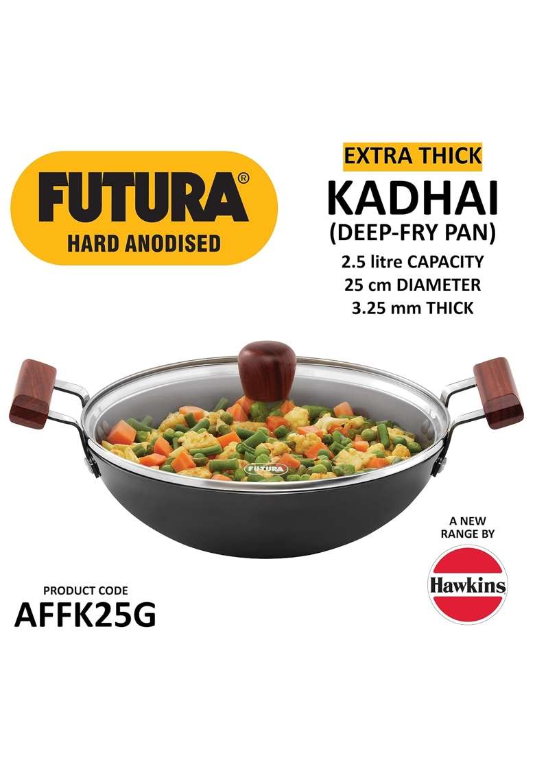 Hawkins Futura Hard Anodised Aluminium Deep Fry Pan | 2.5 L | 2.6 Qt - Indya