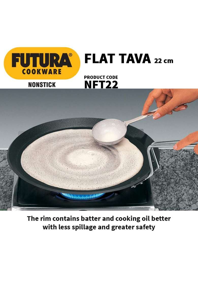 Hawkins Futura Nonstick Flat Tava Flat Griddle | 22 cm | 8.7 Inch - Indya