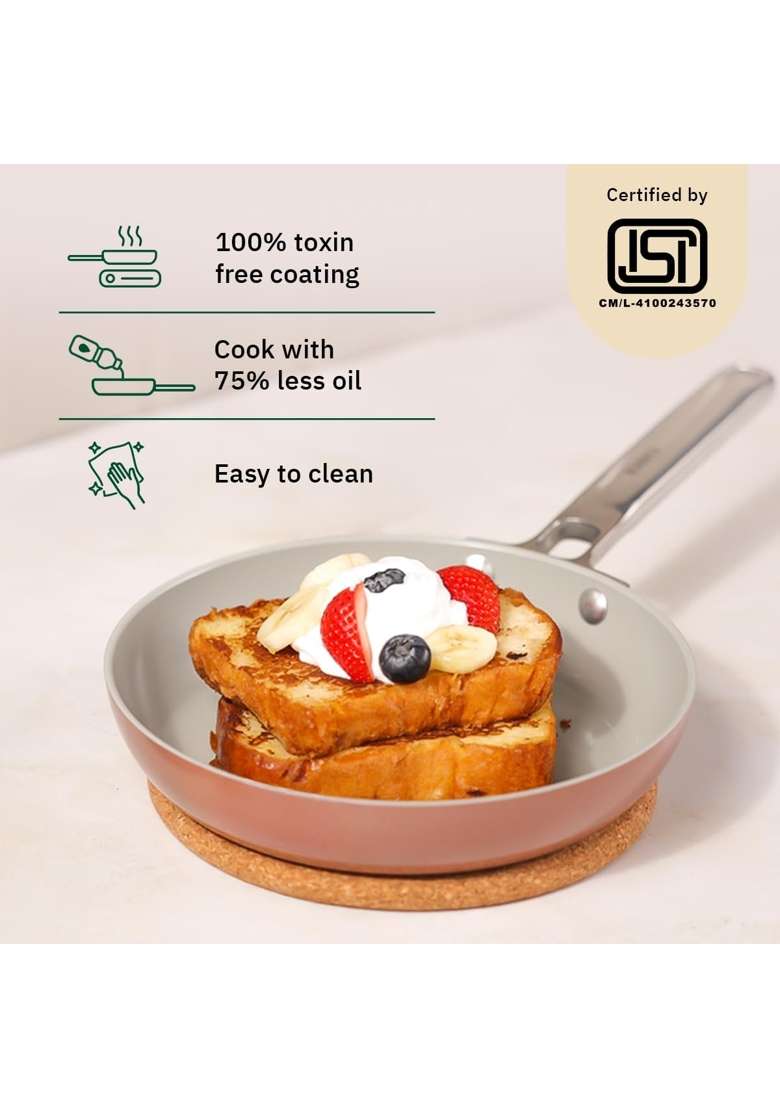 Ember Cookware Arcilla Ceramic Frying Pan | 20 cm | 7.9 Inch | Induction Compatible | PFOA Free | Non-Toxic | Non-Stick - Indya