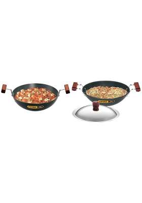 Hawkins Futura Hard Anodised Round Bottom Deep-Fry Pan | 1.5 L | 1.6 Qt | 22 cm | 8.7 Inch | With Lid