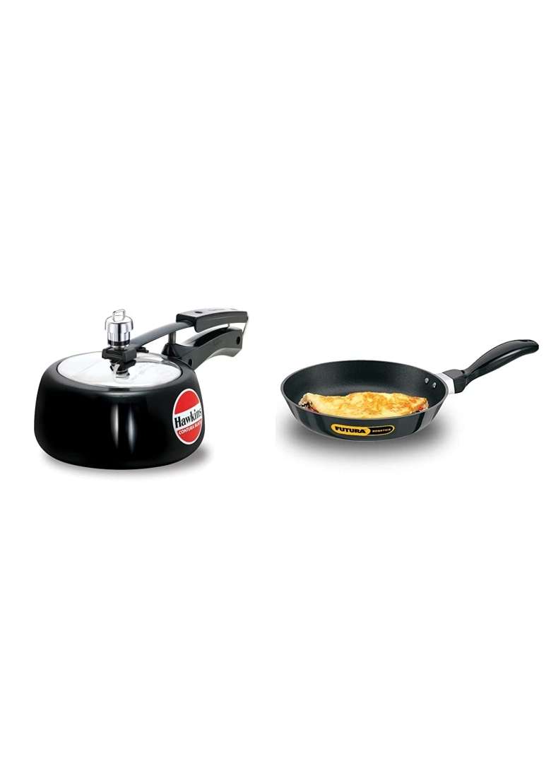 Hawkins Contura Hard Anodised Aluminium Pressure Cooker | 1.5 L | 1.6 Qt | 22 cm | 8.7 Inch | Non-Stick - Indya