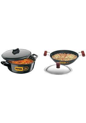 Hawkins - L26 Futura Hard Anodized Flat Bottom Deep-Fry Pan with Steel Lid | 3.75 L | 4 Qt | 30 cm | 11.8 Inch