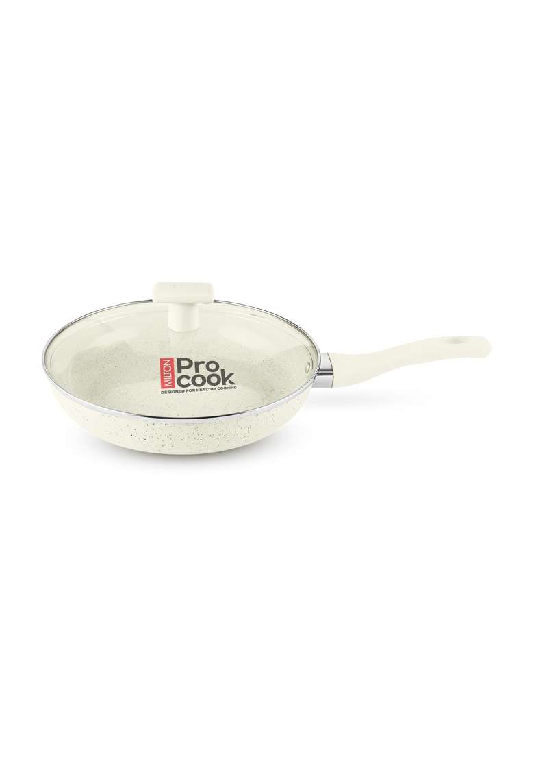MILTON Pro cook Induction Cookware and Gas Stove Friendly Premium Ceramic Non-Stick Fry Pan | 26 cm | 10.2 Inch | PFOA Free | With Lid - Indya