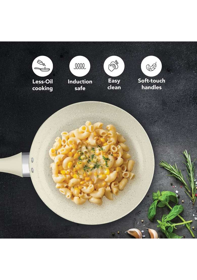 MILTON Pro cook Induction Cookware and Gas Stove Friendly Premium Ceramic Non-Stick Fry Pan | 26 cm | 10.2 Inch | PFOA Free | With Lid - Indya