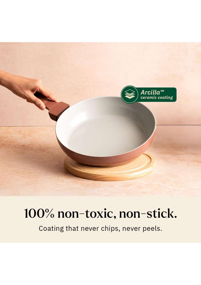 Ember Cookware Arcilla Ceramic Frying Pan | 24 cm | 9.4 Inch | Non-Toxic | Non-Stick - Indya