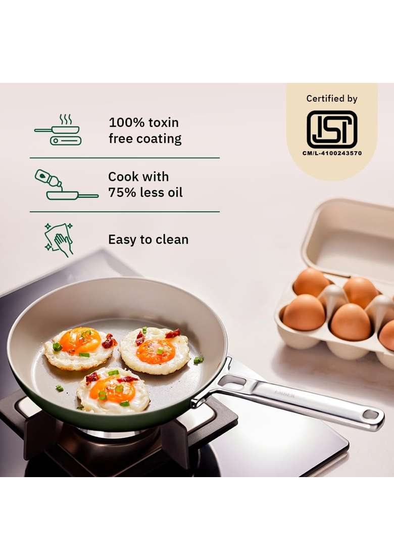 Ember Cookware Arcilla Ceramic Frying Pan | 20 cm | 7.9 Inch | Induction Compatible | PFOA Free | Non-Toxic | Non-Stick - Indya