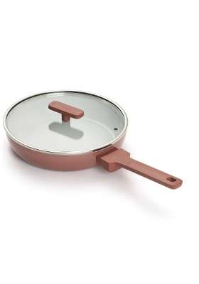 Ember Cookware Arcilla Ceramic Frying Pan with Glass Lid | 24 cm | 9.4 Inch | Non-Toxic | Non-Stick