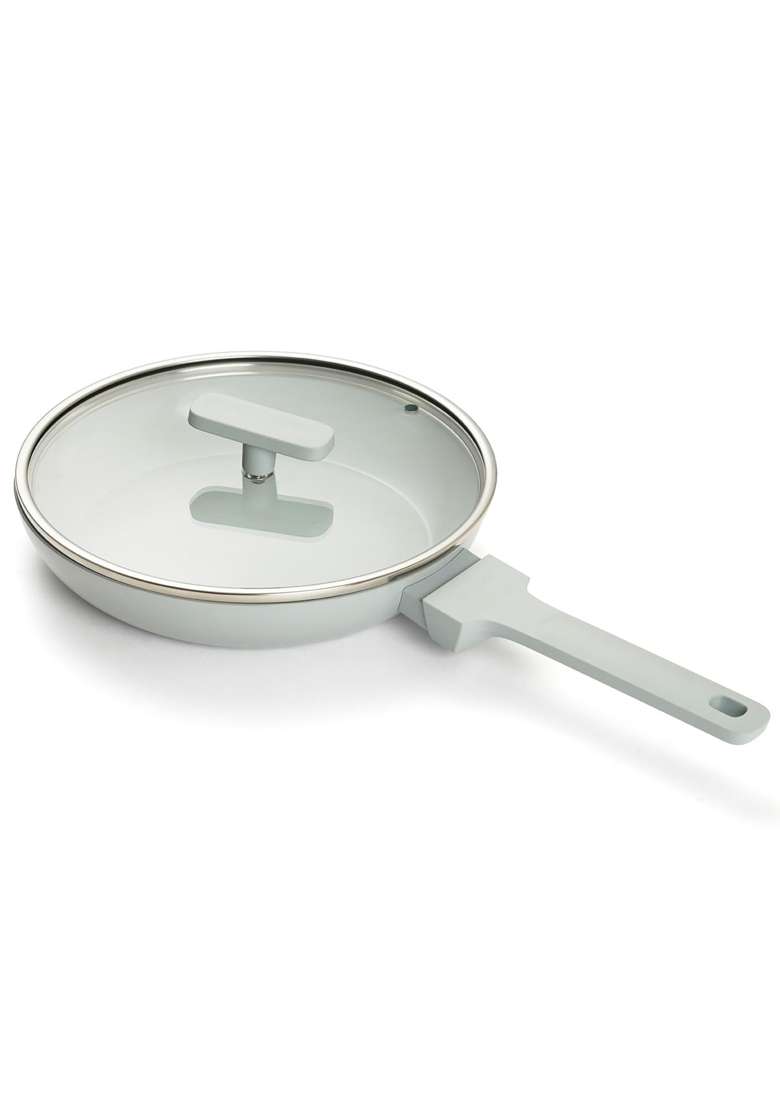 Ember Cookware Arcilla Ceramic Frying Pan with Glass Lid | 24 cm | 9.4 Inch | Non-Toxic | Non-Stick - Indya