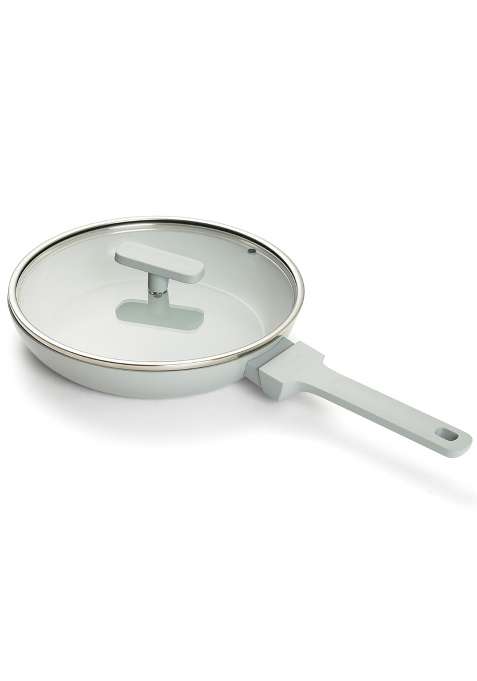 Ember Cookware Arcilla Ceramic Frying Pan with Glass Lid | 24 cm | 9.4 Inch | Non-Toxic | Non-Stick