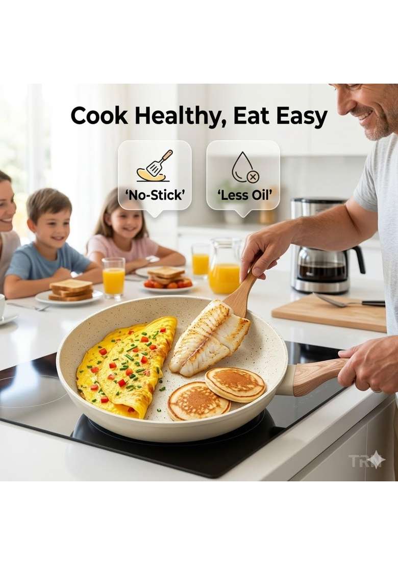 Drumstone 5 Ceramic Non Stick Frying Pan | 26 cm | 10.2 Inch | Induction Compatible | PFOA Free - Indya