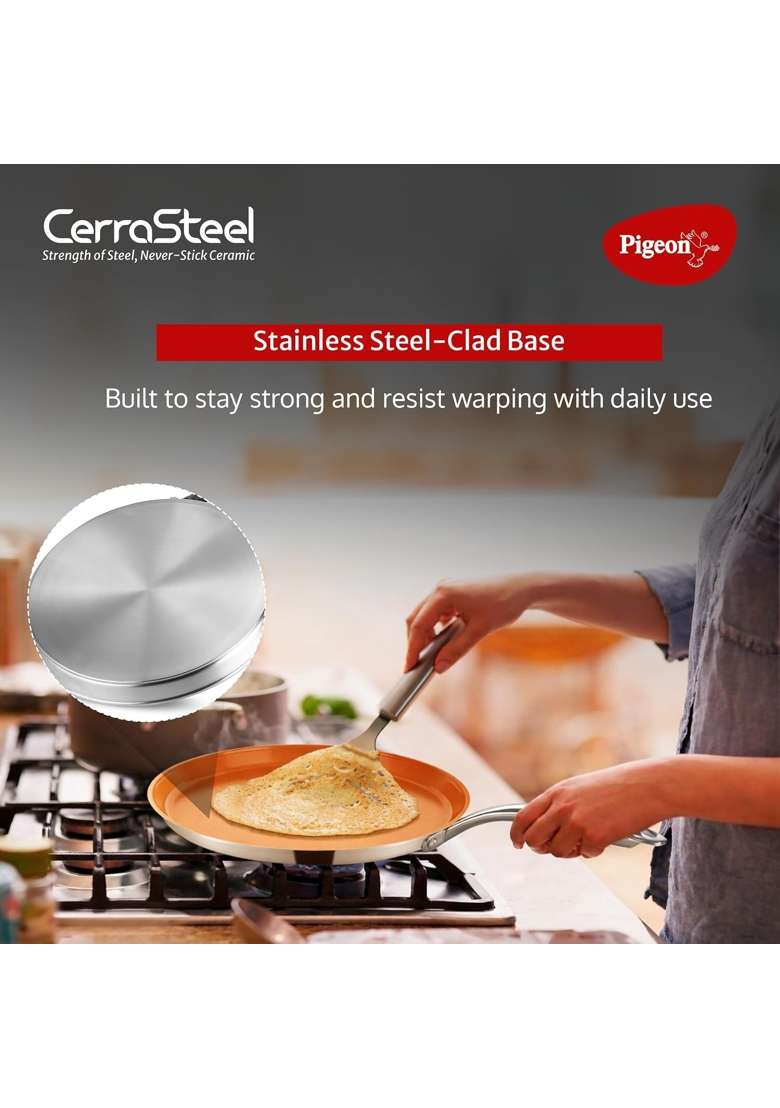 Pigeon Cerrasteel Ceramic Tawa Flat Griddle | 31 cm | 12.2 Inch | Non-Stick - Indya