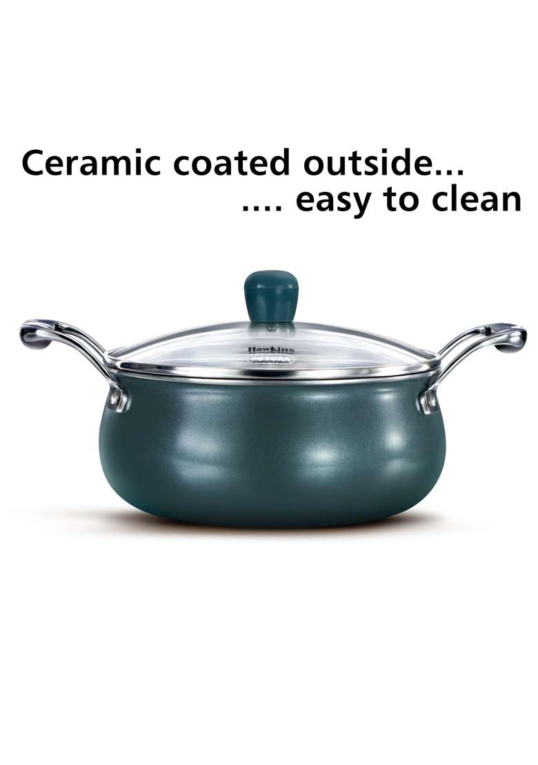 Hawkins Triply Stainless Steel Olive Handi Cooking Pot | 3 L | 3.2 Qt | Induction Compatible | With Lid - Indya