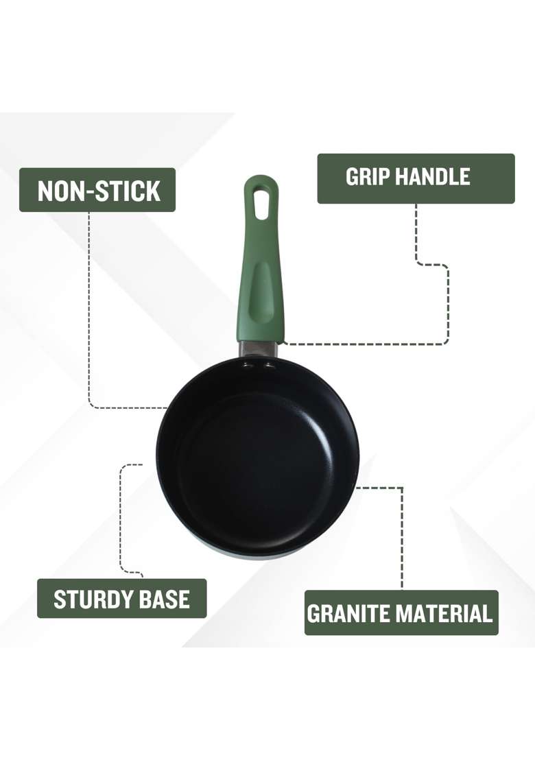 PLUMM Get Ceramic Deep Fry Pan Green | 1.8 L | 1.9 Qt | 24 cm | 9.4 Inch | Induction Compatible | PFOA Free | Non-Stick - Indya