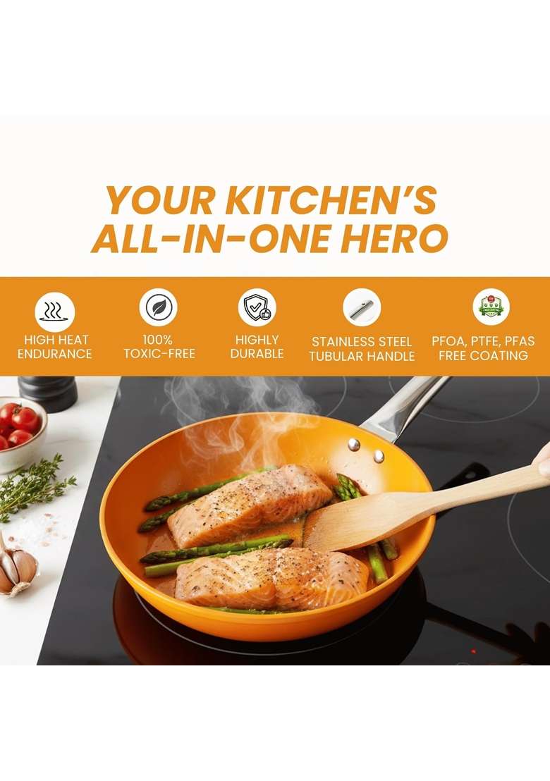 SALFORD Forged Ceramic Non-Stick Frypan | 1.2 L | 1.3 Qt | 20 cm | 7.9 Inch | Induction Compatible | PFOA Free - Indya