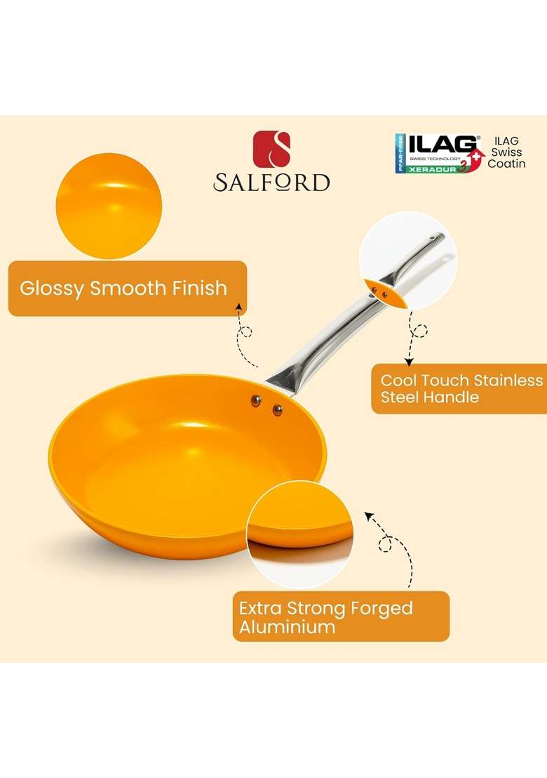 SALFORD Forged Ceramic Non-Stick Frypan | 1.2 L | 1.3 Qt | 20 cm | 7.9 Inch | Induction Compatible | PFOA Free - Indya