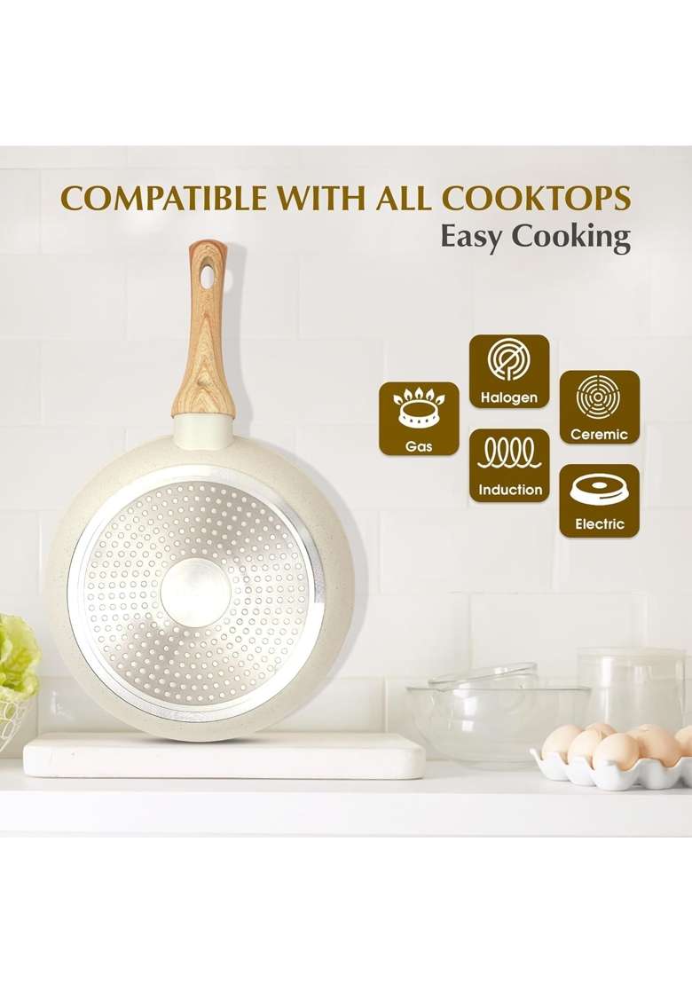 Drumstone Exclusive Multipurpose Ceramic Frypan Non | 1.6 L | 1.7 Qt | Non-Stick - Indya