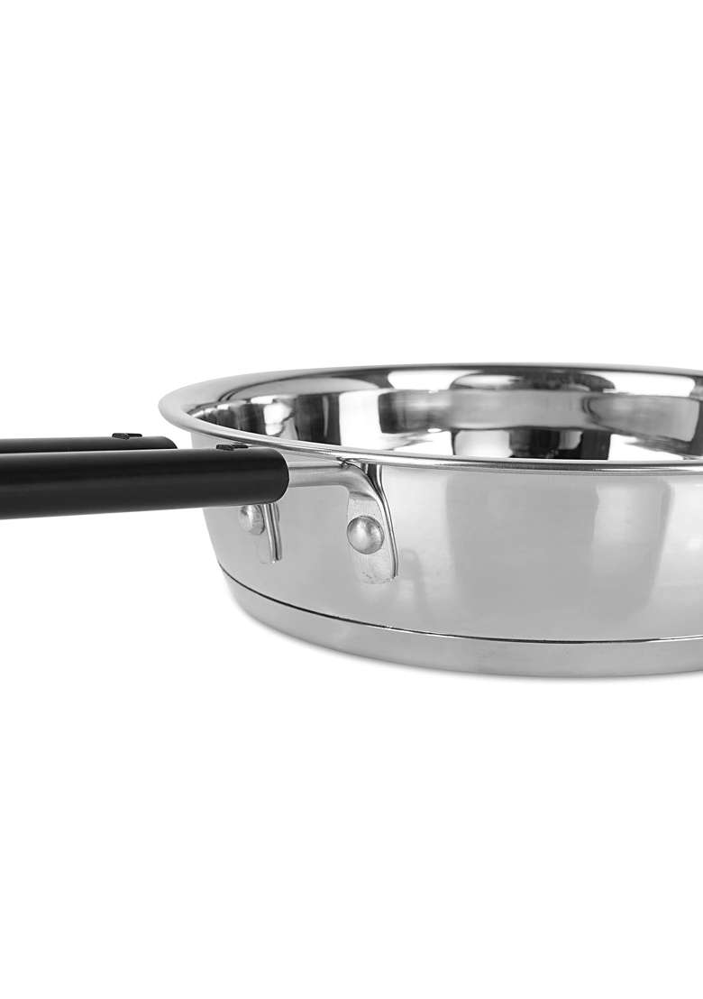 Bartan Star Heavy Geauge Stainless Steel Induction Bottom Fry Pan Tadka Pan | 1200 ml | 40.6 fl oz - Indya