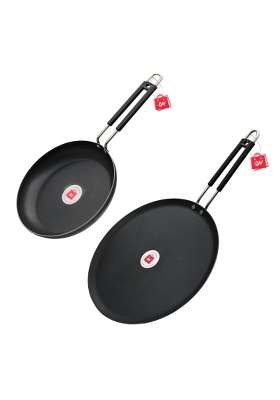 LAZYwindow Iron Fry Pan and Flat Tawa Flat Griddle Set | Induction Compatible