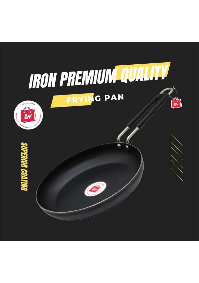 LAZYwindow Iron Fry Pan and Flat Tawa Flat Griddle Set | Induction Compatible - Indya
