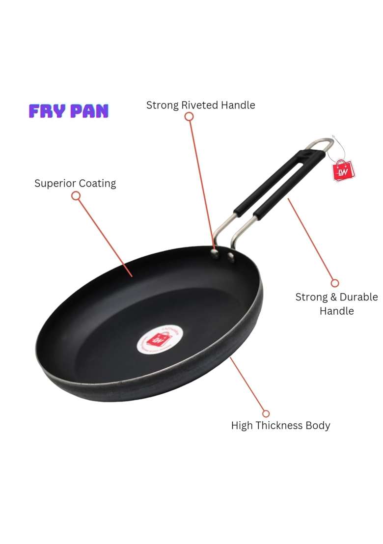 LAZYwindow Iron Fry Pan and Flat Tawa Flat Griddle Set | Induction Compatible - Indya