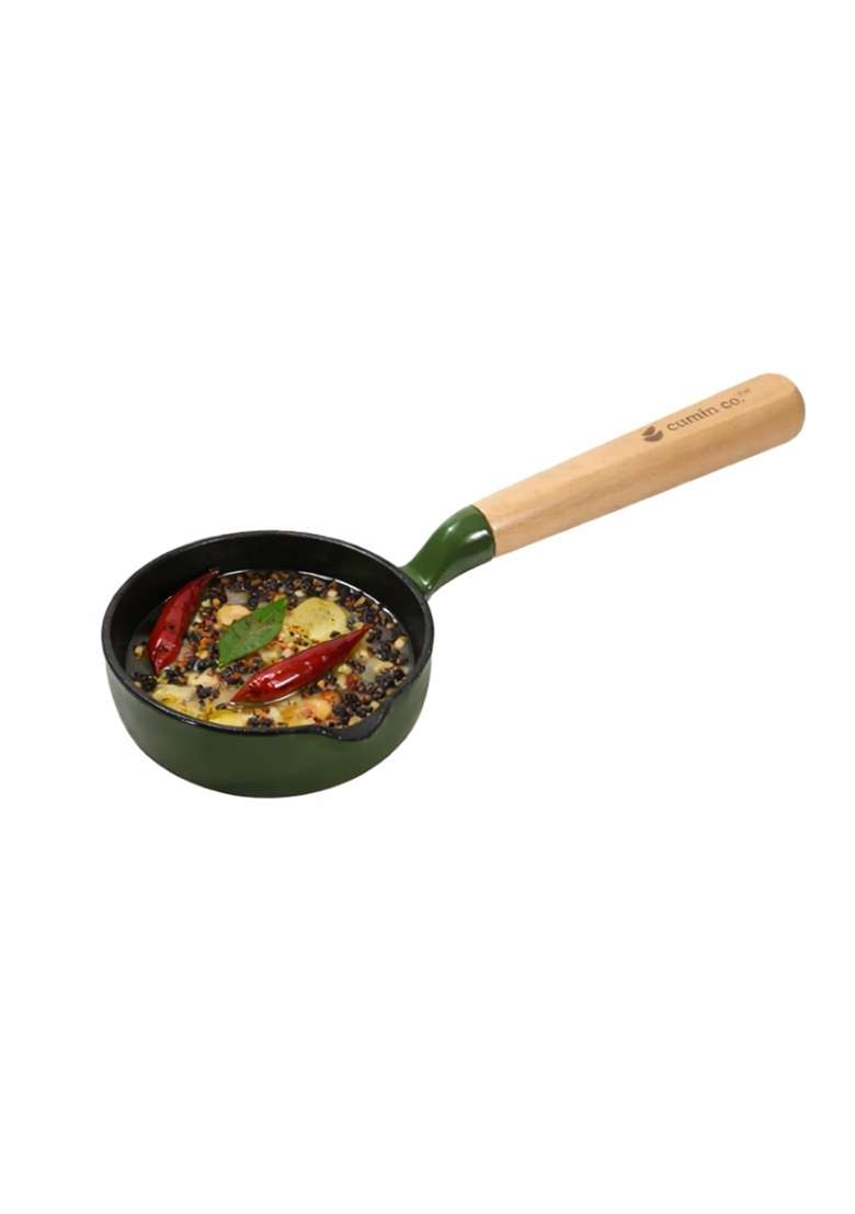 CUMIN CO. Enamel Cast Iron Tadka Pan | 10 cm | 3.9 Inch | Induction Compatible | Non-Toxic - Indya