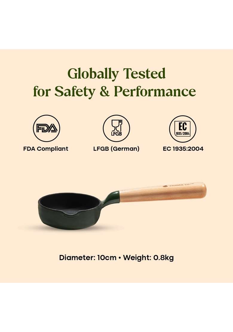 CUMIN CO. Enamel Cast Iron Tadka Pan | 10 cm | 3.9 Inch | Induction Compatible | Non-Toxic - Indya