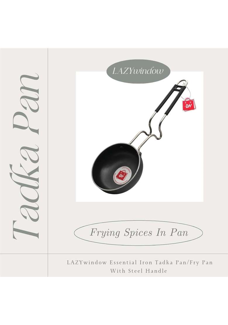 LAZYwindow Iron Tawa Flat Griddle Fry Pan and Tadka Pan Combo | Induction Compatible - Indya