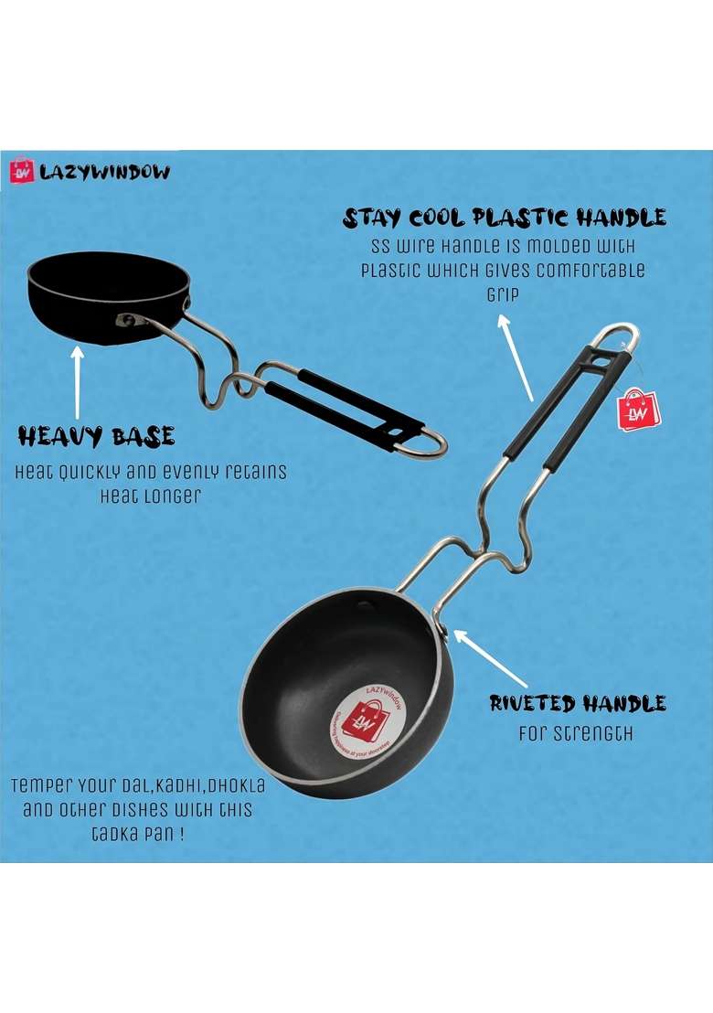 LAZYwindow Iron Tawa Flat Griddle Fry Pan and Tadka Pan Combo | Induction Compatible - Indya