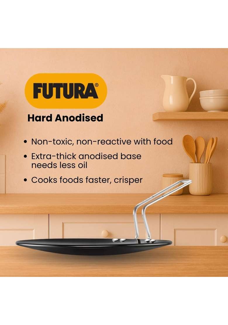 Hawkins Futura Hard Anodised Tava Flat Griddle | 22 cm | 8.7 Inch - Indya