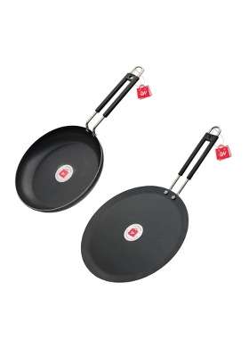 LAZYwindow Iron Fry Pan and Tawa Flat Griddle Combo | Induction Compatible