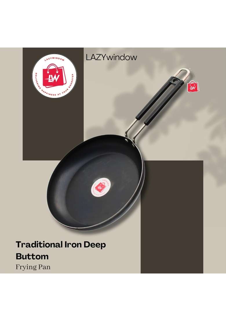 LAZYwindow Iron Fry Pan and Tawa Flat Griddle Combo | Induction Compatible - Indya