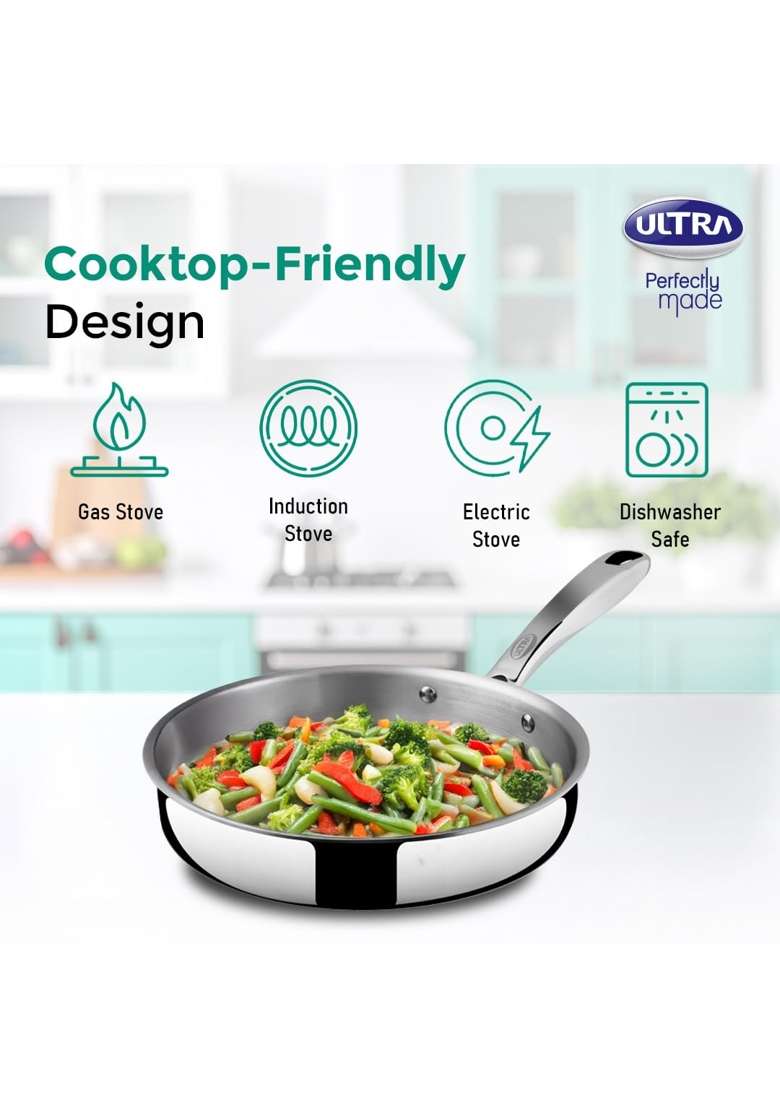 ULTRA Triply Saute Pan | 1.6 L | 1.7 Qt | 22 cm | 8.7 Inch | Non-Stick | Food Safe - Indya