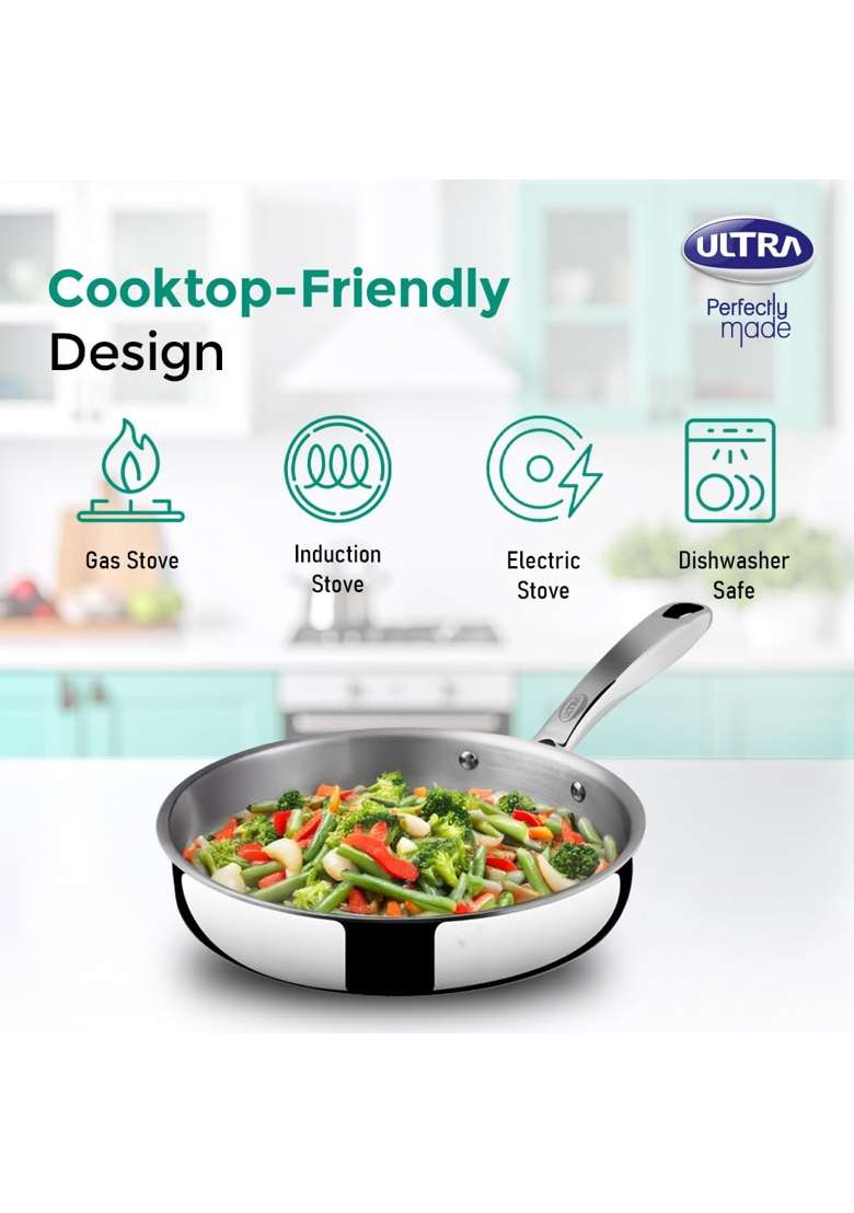 ULTRA Triply Saute Pan | 1.6 L | 1.7 Qt | 22 cm | 8.7 Inch | Non-Stick | Food Safe - Indya