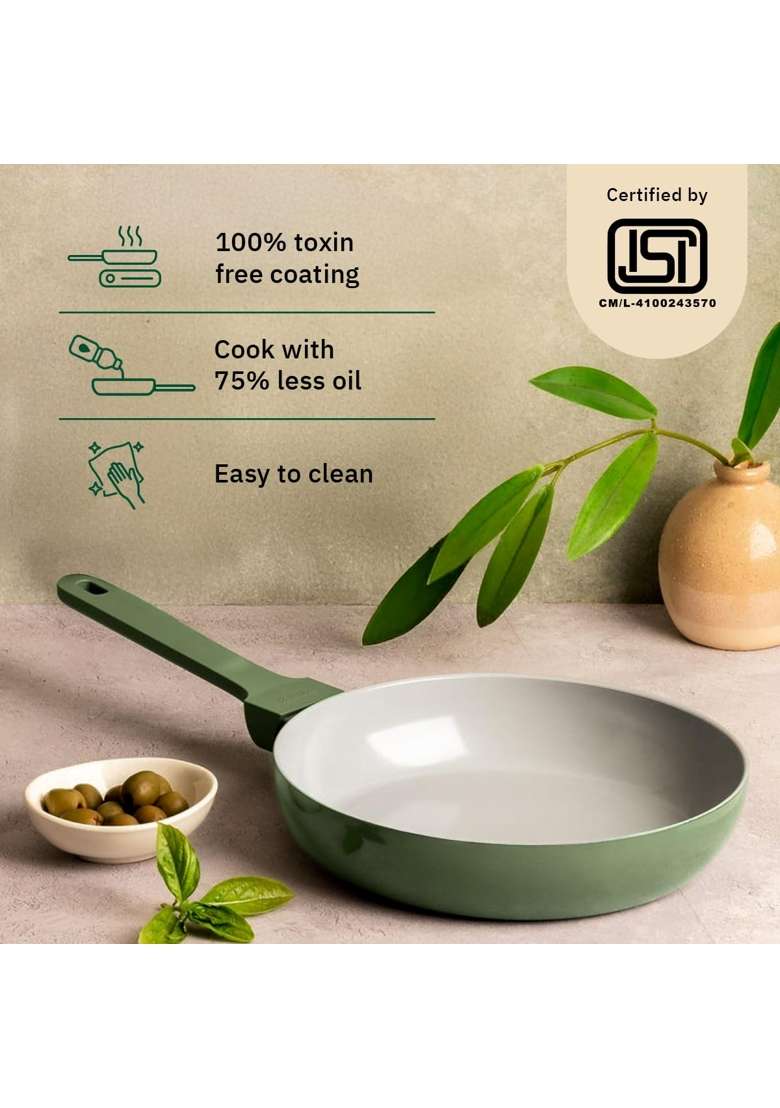 Ember Cookware Arcilla Ceramic Frying Pan | 24 cm | 9.4 Inch | Non-Toxic | Non-Stick - Indya